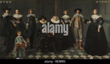 Portrait of the Family of Dirck Bas Jacobsz, Burgomaster of Amsterdam. Dating: 1634 - 1635. Measurements: h 136 cm × w 251 cm. Museum: Rijksmuseum, Amsterdam. Author: Dirck Dircksz. van Santvoort. Stock Photo