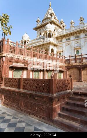 Jaswant Thada cenotaph, white marble memorial of Jaswant Singh II, Jodhpur, Rajasthan, India Stock Photo