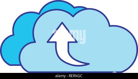 download cloud with objects isolated icon Stock Vector