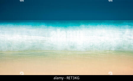 Empty sea and beach background with copy space, Long exposure, blur motion blue abstract vintage tinted gradient background Stock Photo