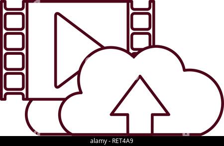download cloud with objects isolated icon Stock Vector