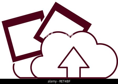 download cloud with objects isolated icon Stock Vector