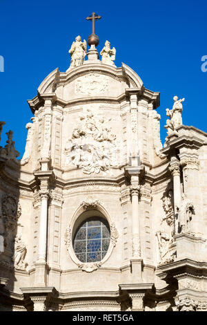 Baroque facade of Valencia cathedral, Spain, Europe Stock Photo