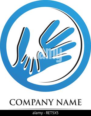 Hand care adoption logo Stock Vector