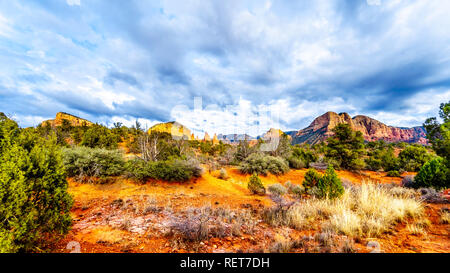 The red rocks of Munds Mountain Wilderness viewed from the Little Horser Trail Head at Sedona in northern Arizona in Coconino National Forest, USA Stock Photo