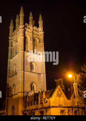 Nigh time, Magdalen Tower, Bell Tower, Magdalen College, Oxford University, Oxford, Oxfordshire, England, UK, GB. Stock Photo