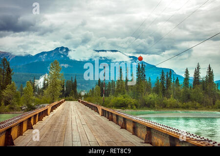Bridge over the Kicking Horse River at Golden British Columbia Canada Stock Photo