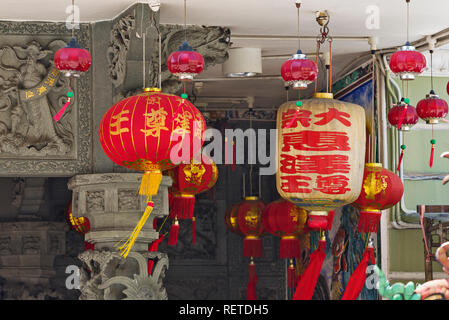 red chinese lanterns hanging on Yap temple  for Chinese New Year in Georgetown, Penang, Malaysia Stock Photo