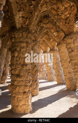 Park Guell by architect Gaudi in a summer day in Barcelona, Spain Stock ...