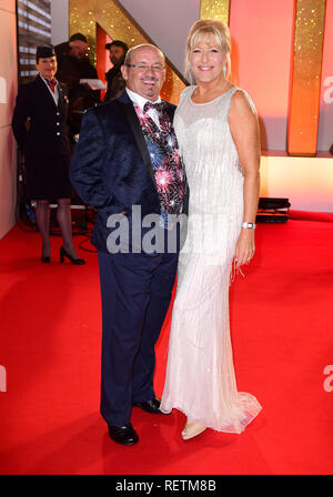 Brendan O'Carroll and Jennifer Gibney attending the National Television Awards 2019 held at the O2 Arena, London. Stock Photo