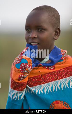 Masai boy, portrait, Masai Mara, Kenya, East Africa Stock Photo