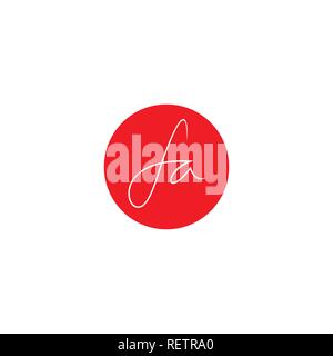 Initial letter fa logo template, icon letter fa logo on red circle, isolated on white background. Stock Vector