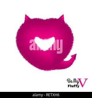 Funny angry cat face with a pink heart nose Vector Image