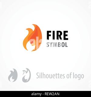 Fire symbol, logo emblem isolated on white - Style vector illustration of flame. Stock Vector