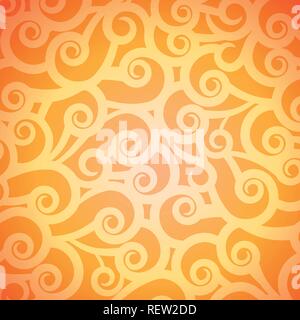 Eastern warm orange floral background pattern - Vector ethnic ornament golden color. Stock Vector