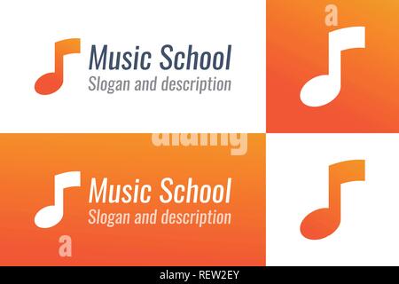 Logo for Music school with musical Note Stock Vector