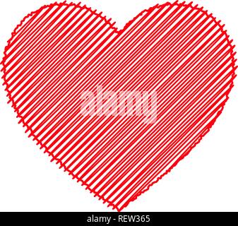 Scribbled red heart. Isolated vector illustration on white background. Stock Vector