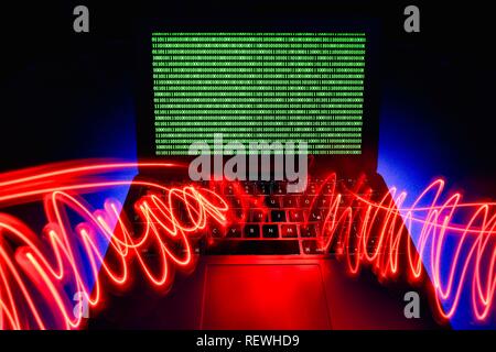 Laptop, symbolic image, cybercrime, computer crime, computer hacker, data security, Germany Stock Photo