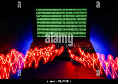 Laptop, symbolic image, cybercrime, computer crime, computer hacker, data security, Germany Stock Photo