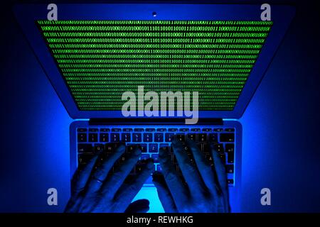 Hands on Computer Keyboard, Symbol Image Cybercrime, Computer Crime, Privacy, Baden-Württemberg, Germany Stock Photo