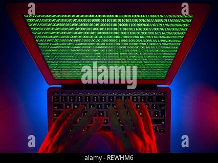 Hands on Computer Keyboard, Symbol Image Cybercrime, Computer Crime, Privacy, Baden-Württemberg, Germany Stock Photo
