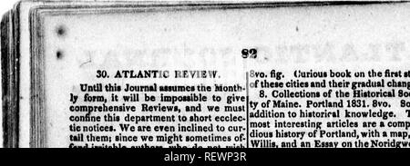 . Atlantic journal, and friend of knowledge [microform] : in eight numbers : containing about 160 original articles and tracts on natural and historical sciences, the description of about 150 new plants, and 100 new animals or fossils ; many vocabularies of languages, historical and geological facts, &amp;c. &amp;c. &amp;c.. Natural history; Indians; Sciences naturelles; Indiens. t H Until this Journal Msumcs the Month- ly fornii it will be impoMible to give comprehensive Reviews, and we must confine this department to short ecclec- tic notices. We are even inclined to cur- tail them; since we Stock Photo