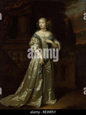 Portrait of Philippina Staunton, Wife of Roelof van Arkel (1632-1709), lord of Broeckhuijsen. Dating: 1668. Measurements: h 87 cm × w 69 cm; d 8.5 cm. Museum: Rijksmuseum, Amsterdam. Author: Caspar Netscher. Stock Photo