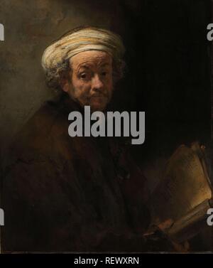 Self-portrait as the Apostle Paul. Self Portrait as the Apostle Paul. Dating: 1661. Measurements: h 91 cm × w 77 cm. Museum: Rijksmuseum, Amsterdam. Author: REMBRANDT, HARMENSZOON VAN RIJN. Rembrandt van Rhijn. Stock Photo