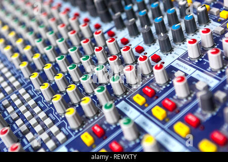 Professional sound engineer audio mixing concole. Stock Photo