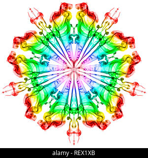 Ornamental design of fractal kaleidoscope pattern isolated on white background Stock Photo