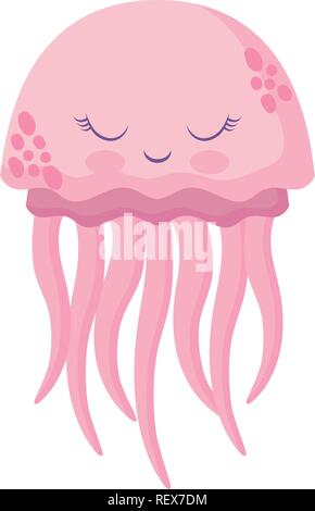 cute jellyfish icon over white background, vector illustration Stock Vector