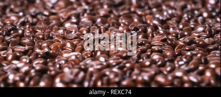 Roasted coffee beans on a flat background textured Stock Photo
