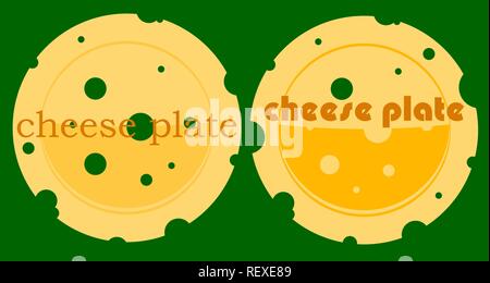 creative logo using negative space cheese plate Stock Vector