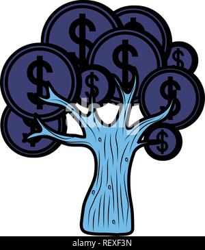 Money tree icon over white background, vector illustration Stock Vector