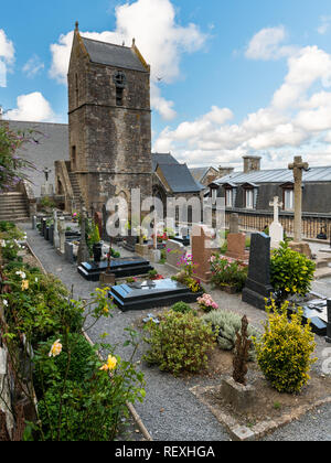 Catholic church Église Saint-Pierre and cemetery in Le Mont Saint Michelle (Normandy, France) Stock Photo