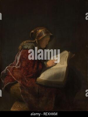 An Old Woman Reading, Probably the Prophetess Hannah. Dating: 1631. Measurements: h 60 cm × w 48 cm. Museum: Rijksmuseum, Amsterdam. Author: Rembrandt van Rijn (mentioned on object). REMBRANDT HARMENSZOON VAN RIJN. Rembrandt van Rhijn. Stock Photo