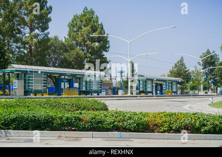 August 17, 2017 Sunnyvale/CA/USA - Light rail VTA stop to downtown Mountain View on a sunny day in south San Francisco bay Stock Photo