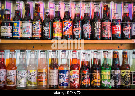 December 24, 2017 San Luis Obispo / CA / USA - Various flavors of soda drinks in a store in downtown San Luis Obispo Stock Photo