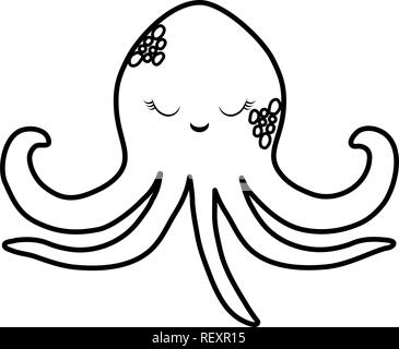 cute octupus icon over white background, vector illustration Stock Vector