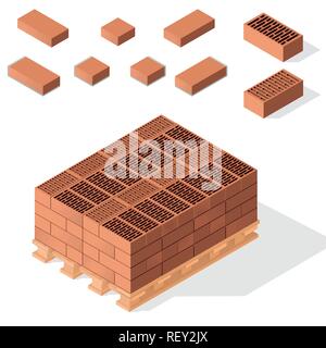 Bricks on pallet Stock Vector