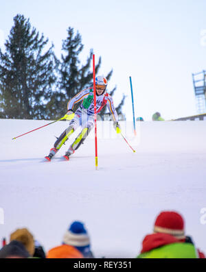 Madonna di Campiglio, Italy 12/22/2018. 3rd men's slalom. Strasser of Germany during the special slalom of ski world cup 2018/19. Audi fis ski world c Stock Photo