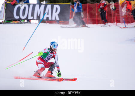 Madonna di Campiglio, Italy 12/22/2018. 3rd men's slalom. Schwarz from Austria during the special slalom of ski world cup 2018/19. Audi fis ski world  Stock Photo