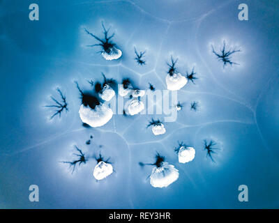 Aerial view image of beautiful cracks in the ice Stock Photo