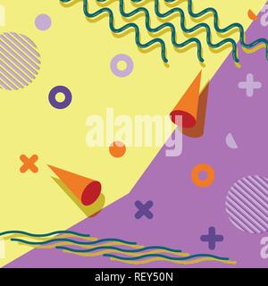 Abstract geometric pattern. Memphis style. Retro, bright colorful. Trendy colors. Stock Vector