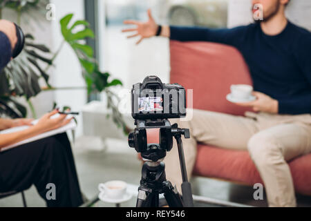 testing new digital camera . blurred background Stock Photo