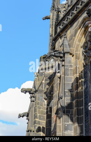 Some particulars of the St. Vitus Cathedral inside the Prague Castle Stock Photo