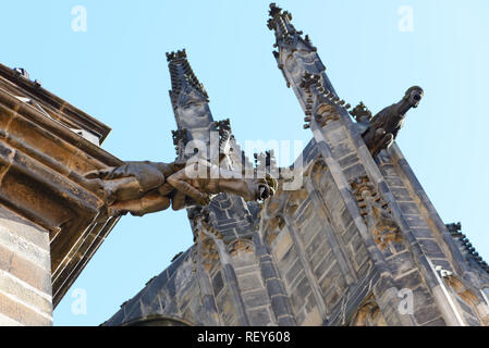 Some particulars of the St. Vitus Cathedral inside the Prague Castle Stock Photo