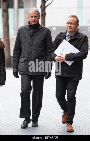 Former Barclays senior executive Thomas Kalaris (left) leaves Southwark Crown Court where he and former Barclays chief executive John Varley and fellow senior executives Richard Boath and Roger Jenkins, are charged with fraud. Stock Photo