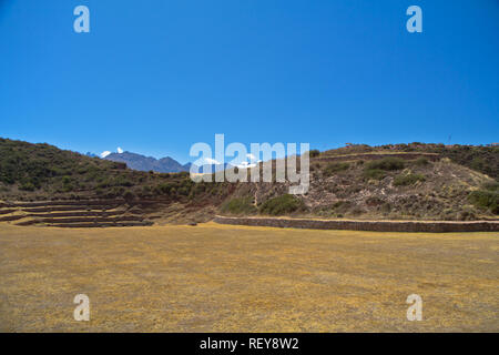 Moray is an archaeological site in Peru approximately 50 km northwest of Cuzco on a high plateau at about 3500 m. Stock Photo