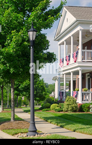 Patriotic American Flag and Bunting Decorations Stock Photo